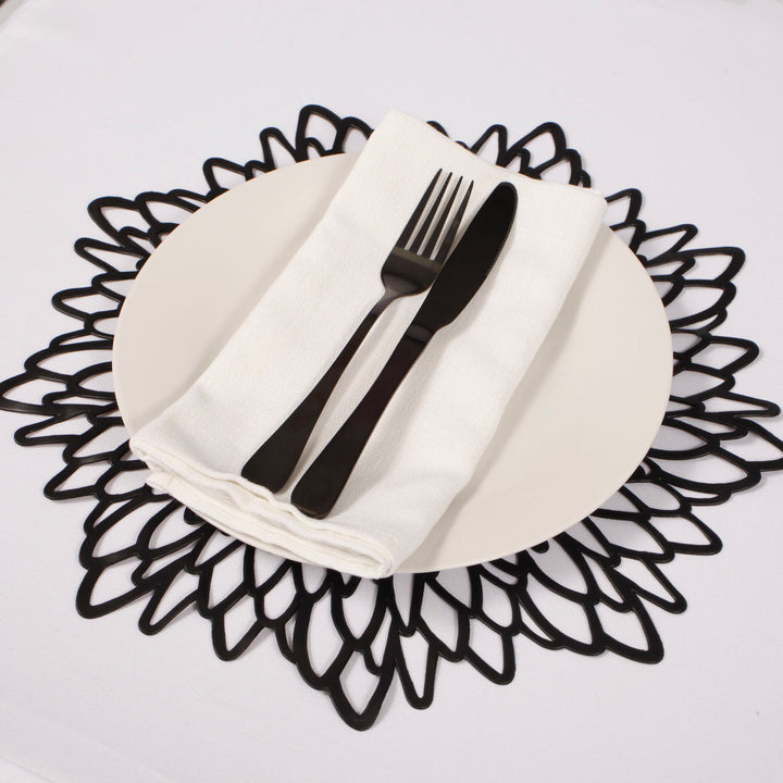 Decorative Floral Placemats - Black in setting