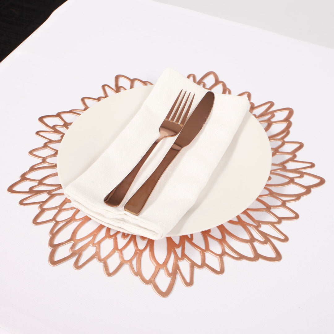 Decorative Floral Placemats - Metallic Rose Gold in setting