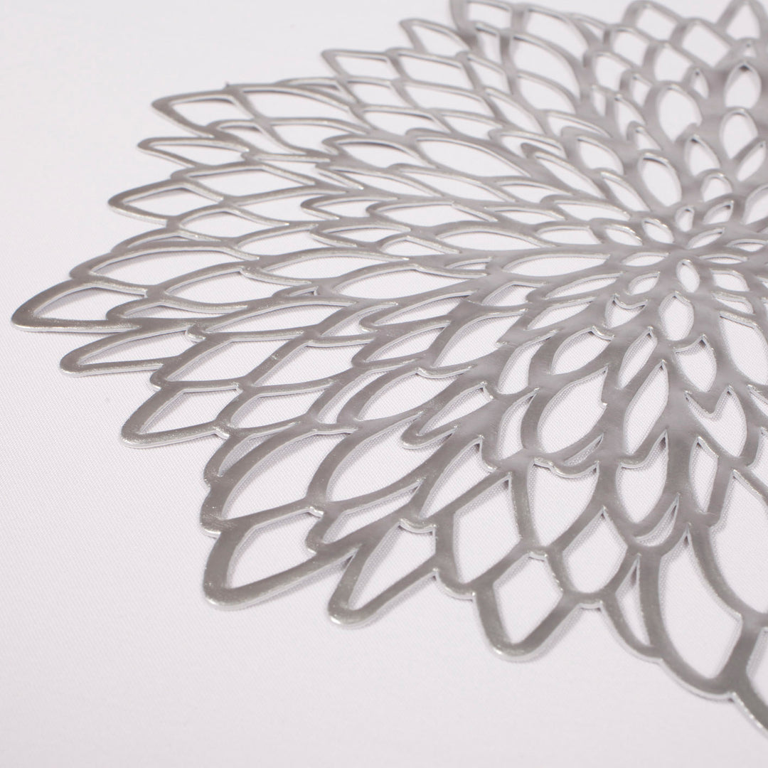 Decorative Floral Placemats - Metallic Silver detail