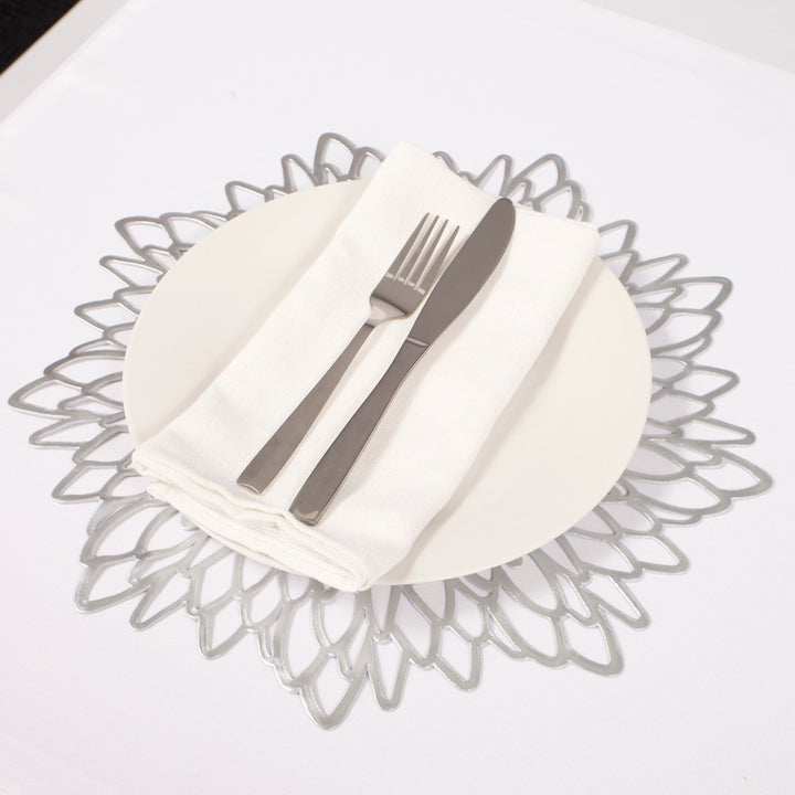 Decorative Floral Placemats - Metallic Silver in setting A