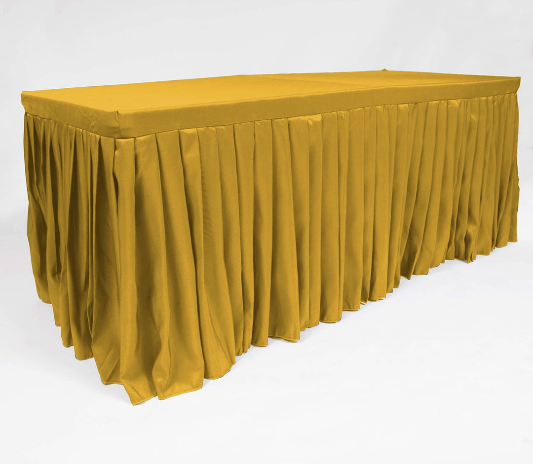 Fitted Tablecloth with Pleated Table Skirting - Gold (6ft)