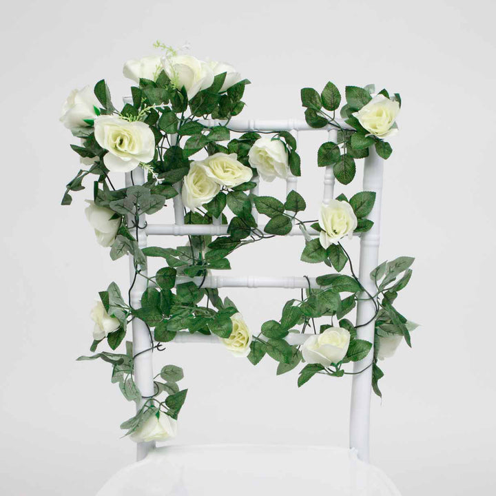 White Rose (6cm) Flower Waterfall Bouquet - 1m on chair