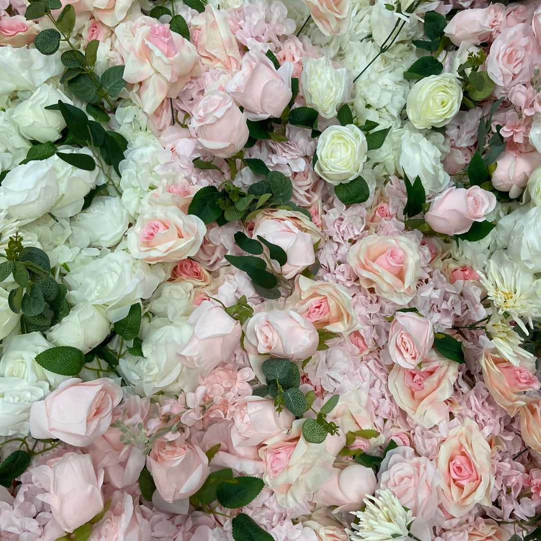 3D Flower Wall Backdrop Curtain - White & Pink (3x3m ROLL UP)