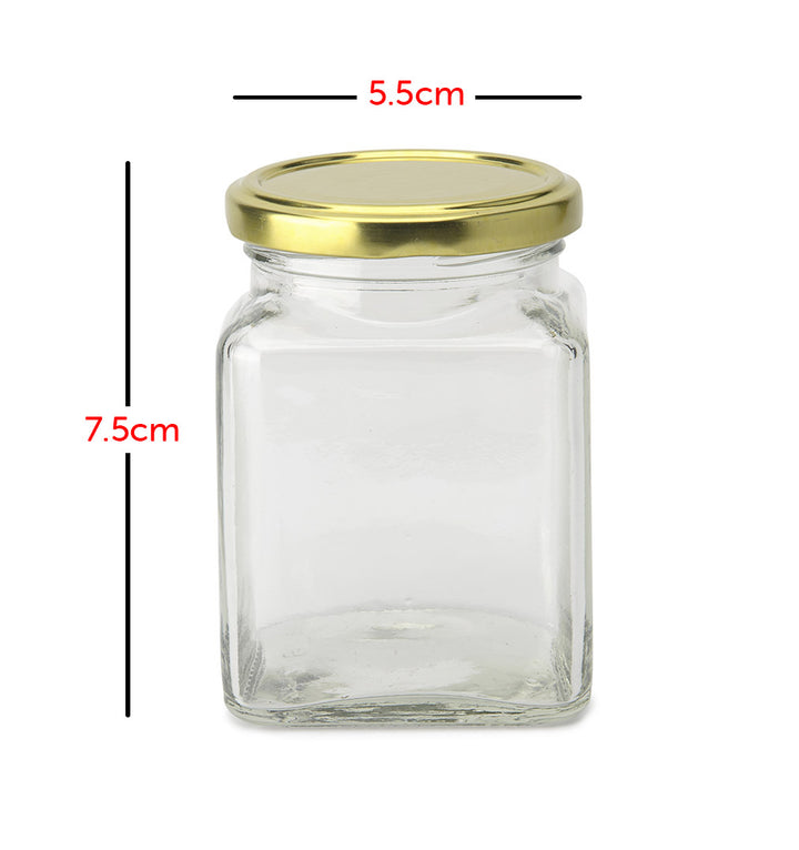 Glass Jars with Gold Metal Lids (5.5cm x 7.5cm)