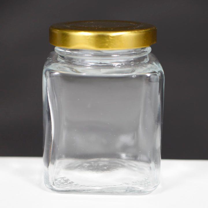 Glass Jars with Gold Metal Lids (5.5cm x 7.5cm)