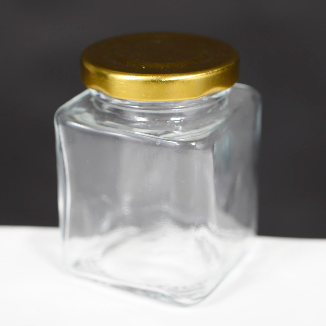 Glass Jars with Gold Metal Lids (5.5cm x 7.5cm)