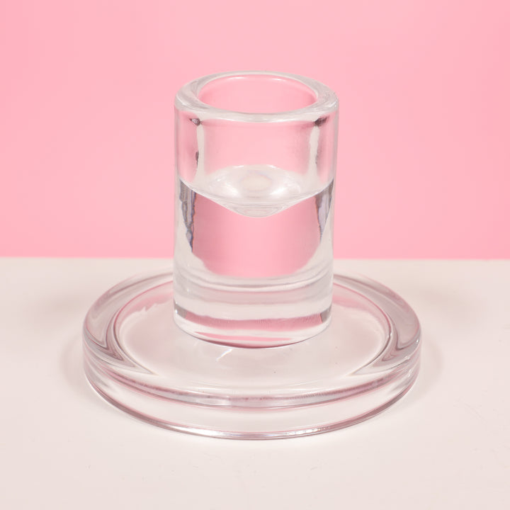Glass Taper Candle Holder - Modern Disc (Style 4) Close Up