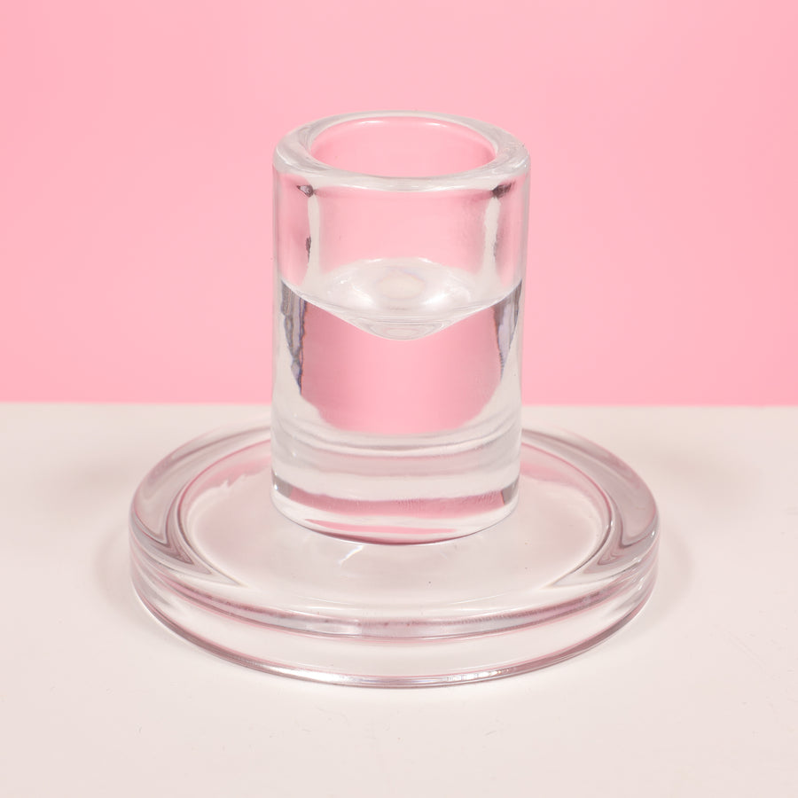 Glass Taper Candle Holder - Modern Disc (Style 4) Close Up