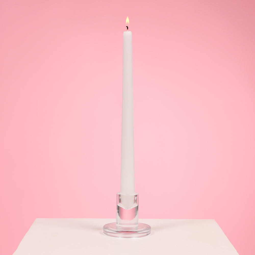 Glass Taper Candle Holder - Modern Disc (Style 4) with candle