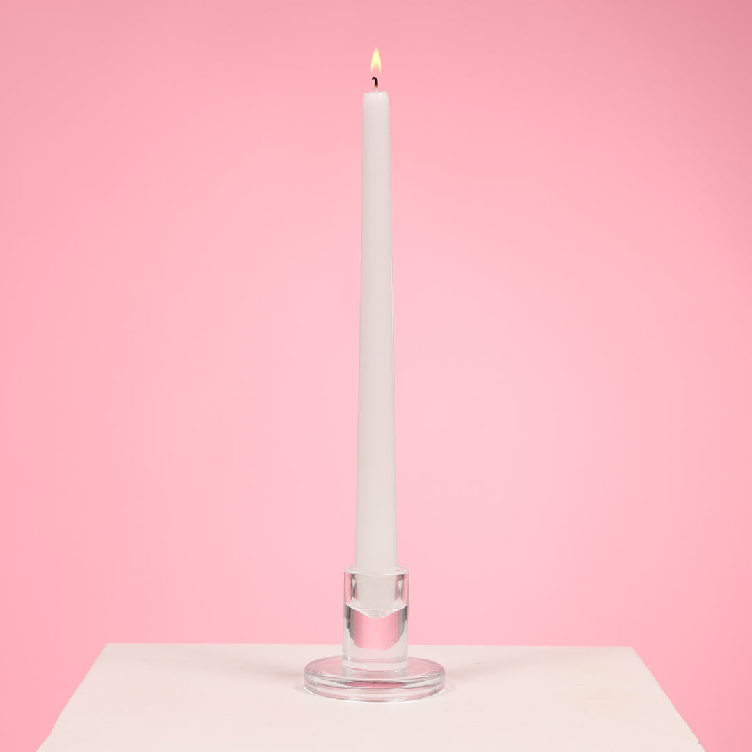 Glass Taper Candle Holder - Modern Disc (Style 4) with candle