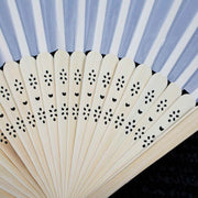 Folding Hand Fan - Silk White - 42cm x 23cm detail
