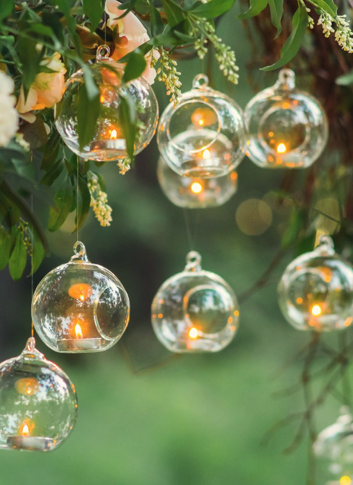 Tealight Candle Holder - Glass - Hanging In Situ