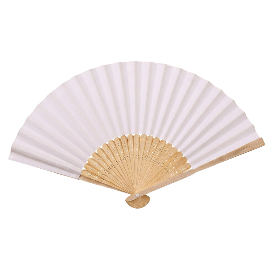 Folding Hand Fan - Paper - White (42x23cm)