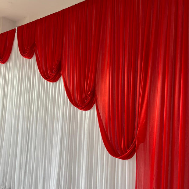 Ice Silk Satin Draping Backdrops - 6 meters length x 3 meters high - Red. Close up