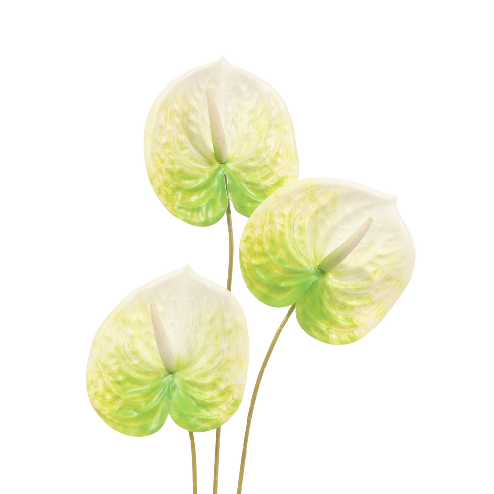 Artificial Anthurium Stem - Green/White x3