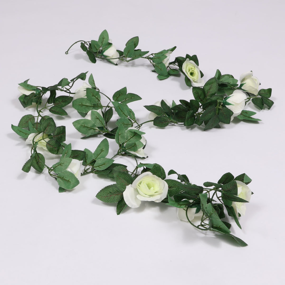 CLEARANCE Rose Artificial Flower Vine - 6cm Head - White (2.2m)