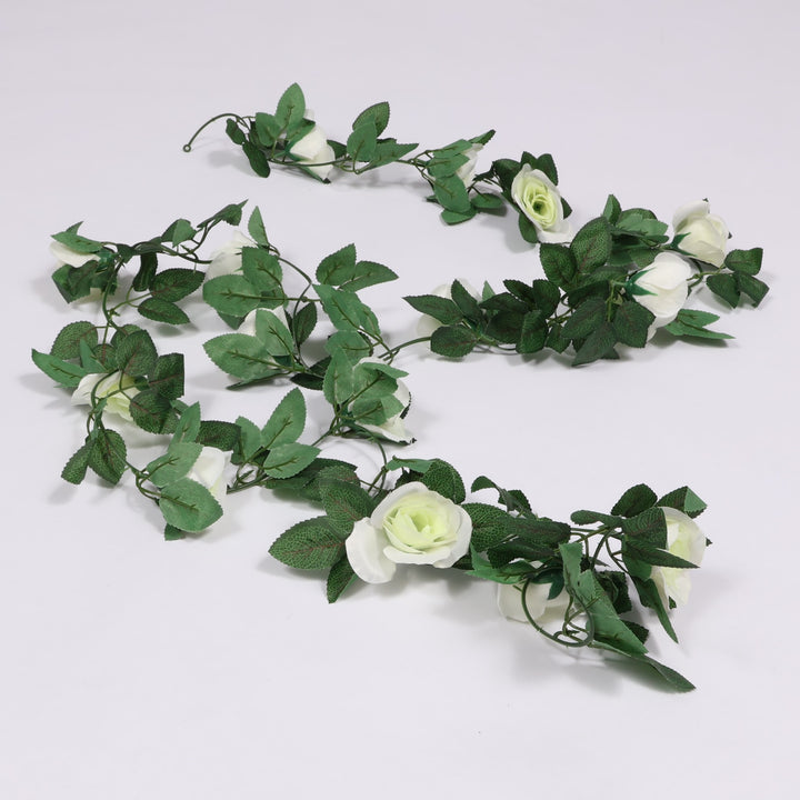 CLEARANCE Rose Artificial Flower Vine - 6cm Head - White (2.2m)