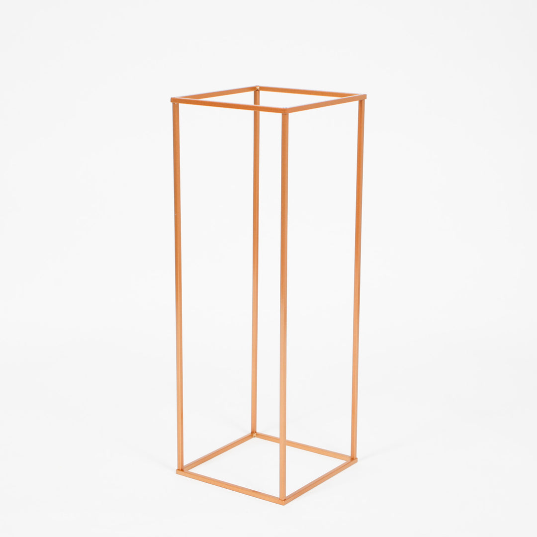 CLEARANCE Iron Flower Stand / Plinth Centrepiece - Gold (28x28x80cm)