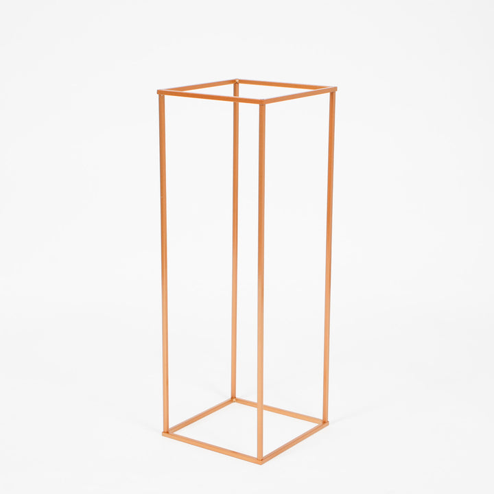CLEARANCE Iron Flower Stand / Plinth Centrepiece - Gold (28x28x80cm)