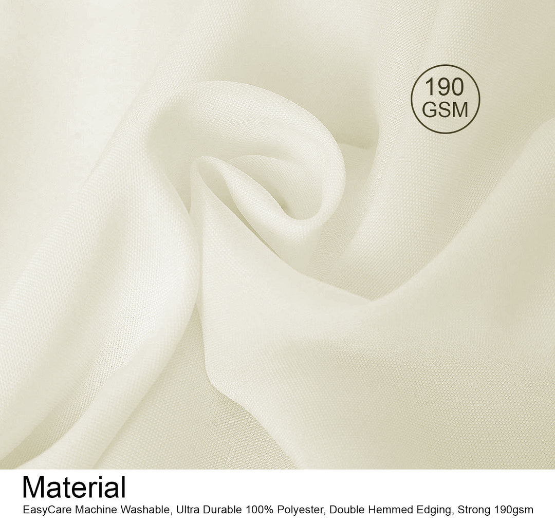 Ivory Rectangle Polyester Tablecloth Material 190gsm 
