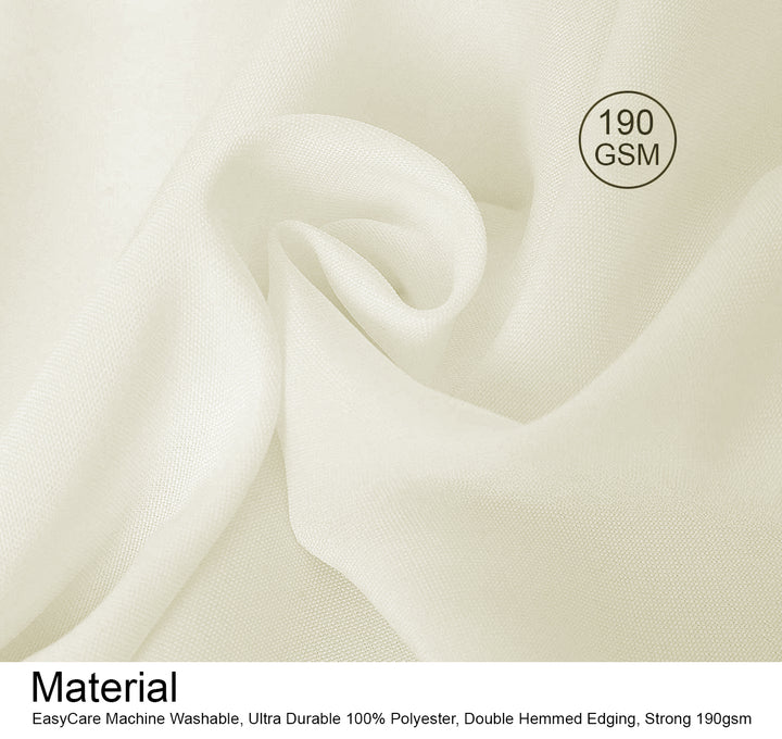 Ivory Rectangle Polyester Tablecloth Material 190gsm 