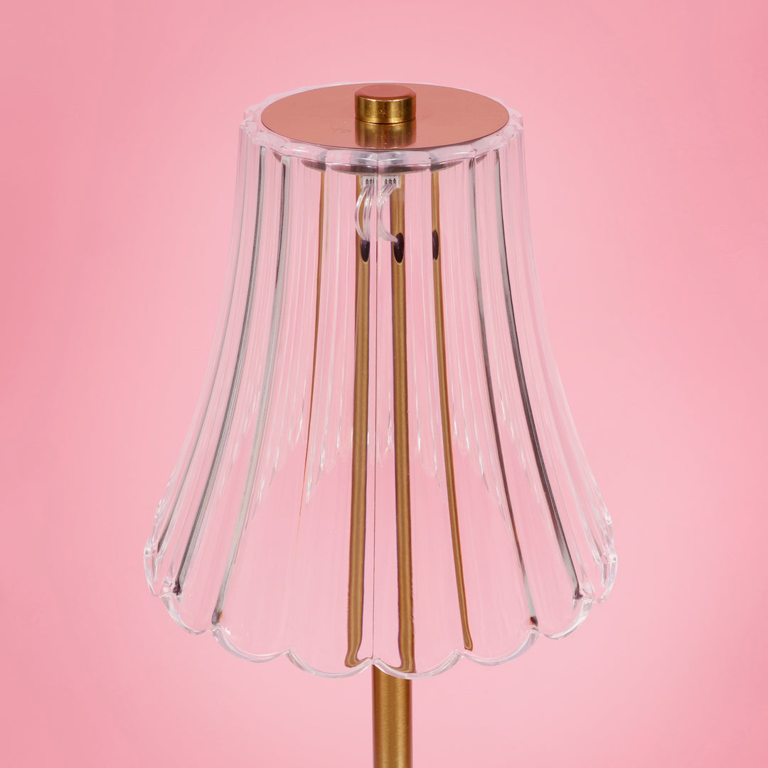 Portable Rechargeable Table Lamp - Clear Ribbed Shade