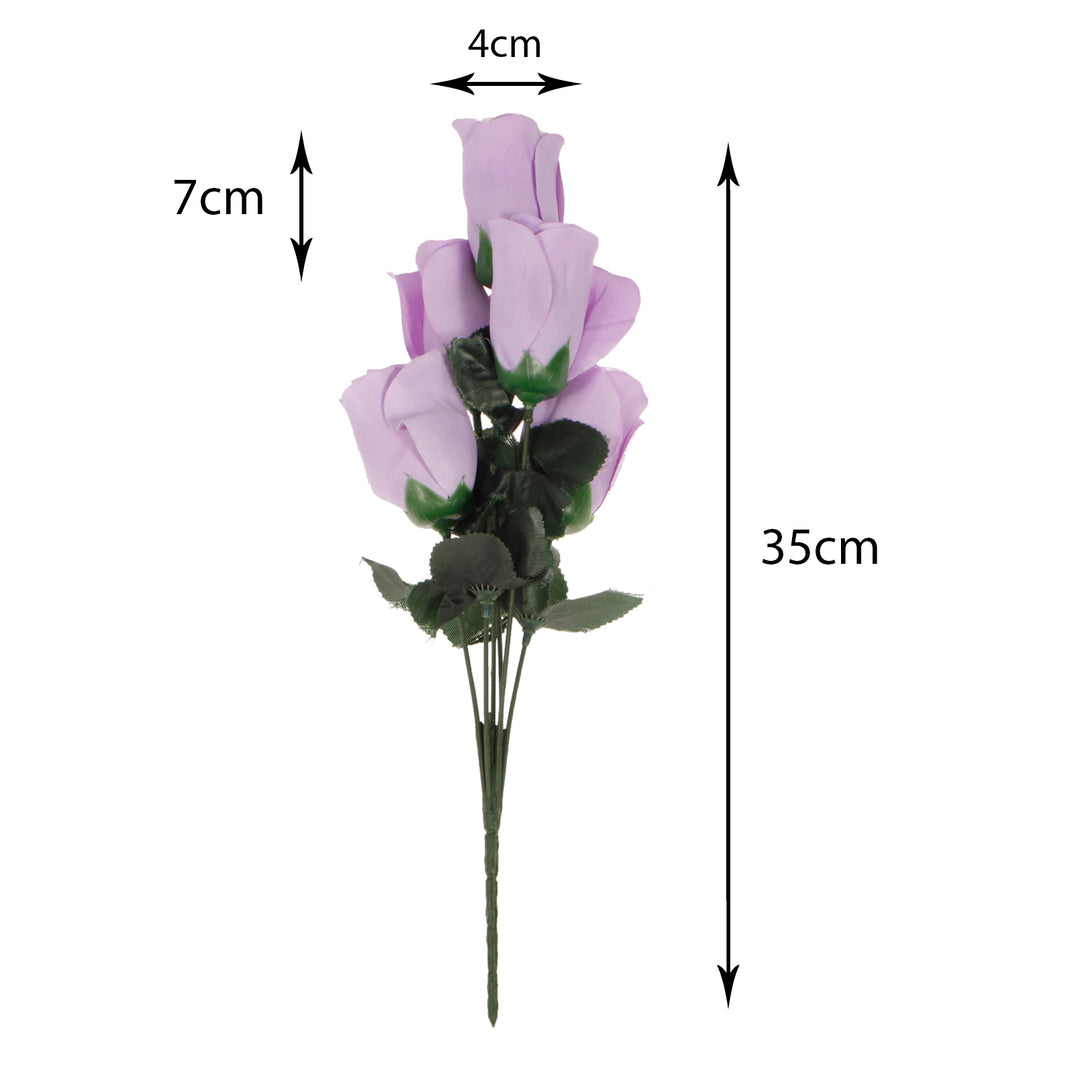 Artificial Silk Premium Rose Bud Bouquet - Lavender sizing