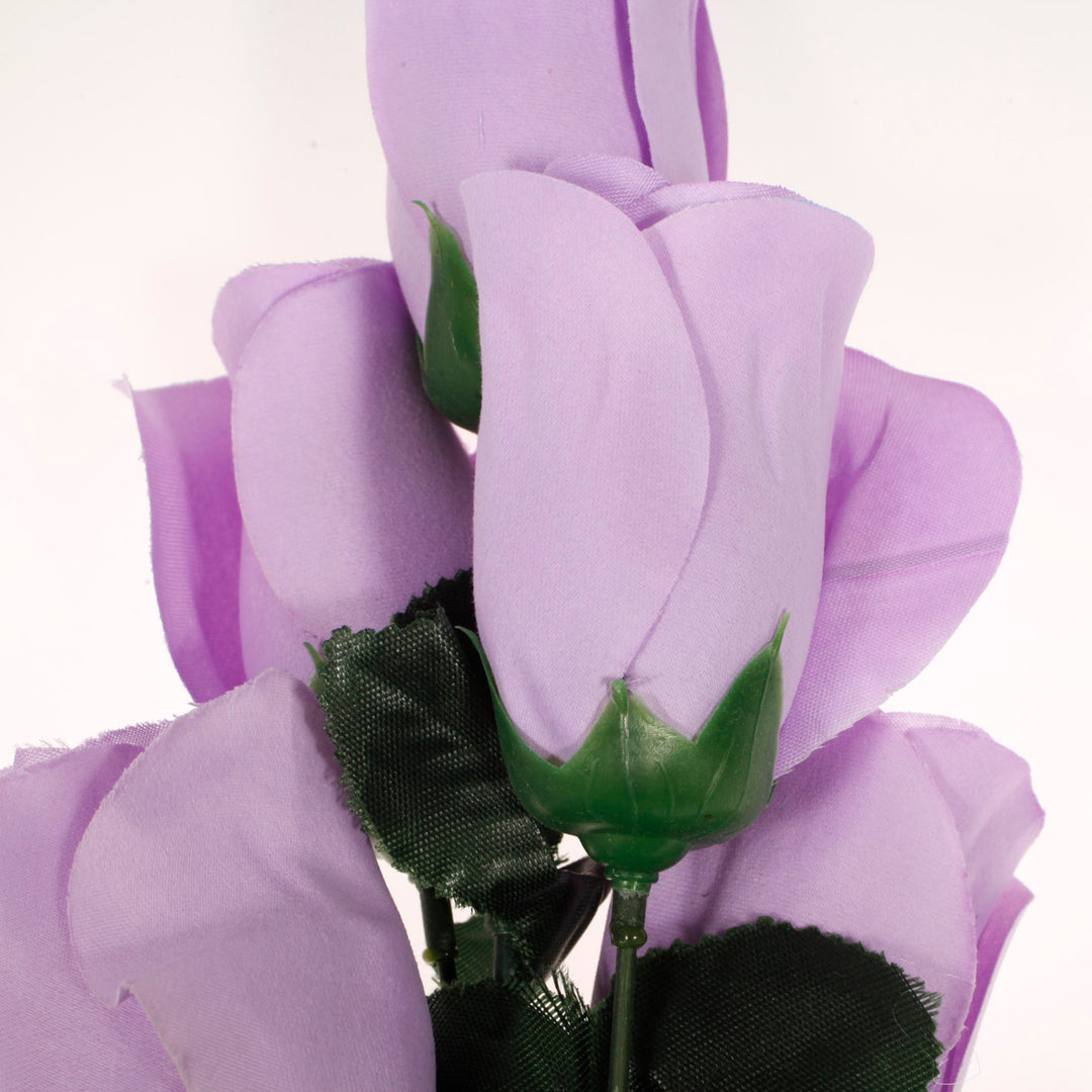 Artificial Silk Premium Rose Bud Bouquet - Lavender detail