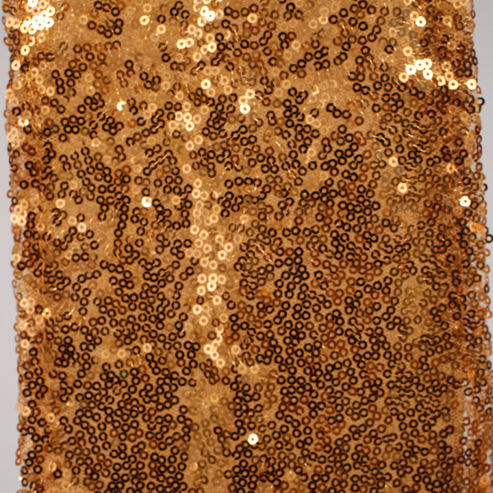 Sequin Lycra Chair Bands - Antique Gold, close up of sequins