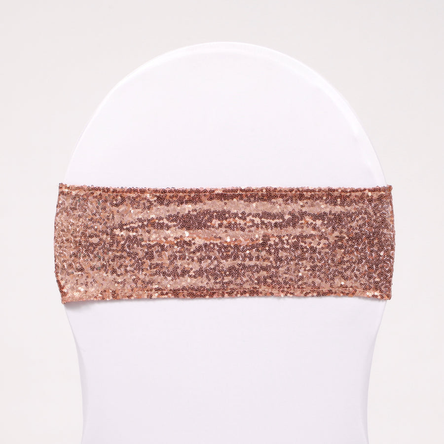 Sequin Lycra Chair Bands - Rose Gold