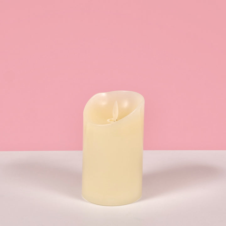 LED Flameless Flickering Wax Pillar Candle - Ivory (7.5x12.5cm)