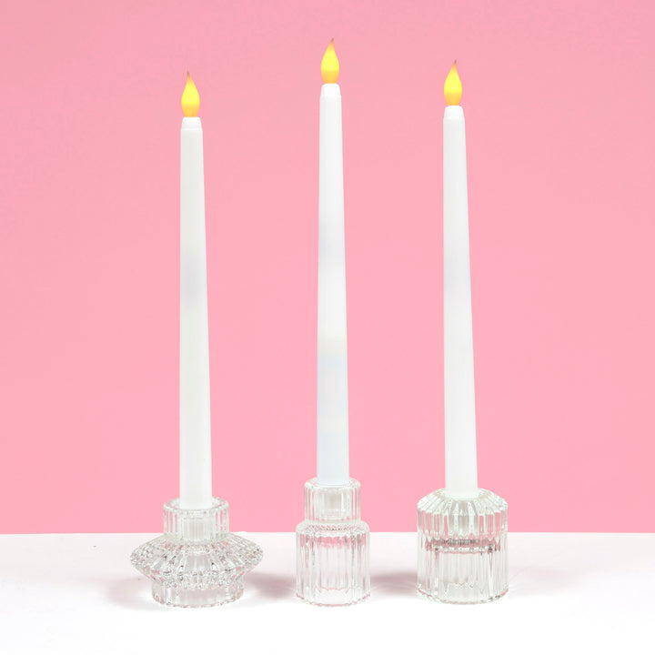 LED Flameless Taper Candle - White with optional taper candle holders