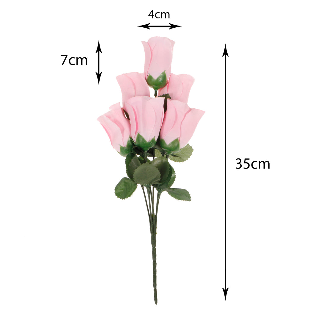 Artificial Silk Premium Rose Bud Bouquet - Pink sizing