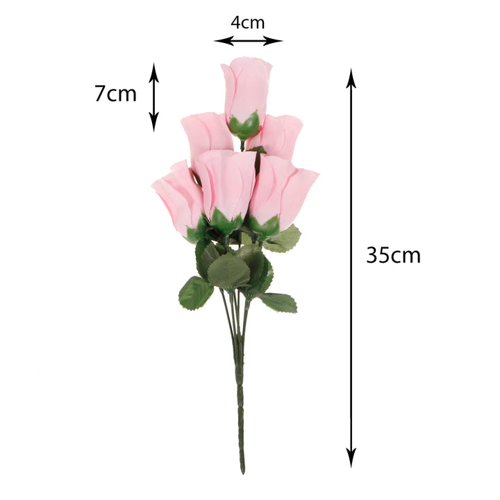 Artificial Silk Premium Rose Bud Bouquet - Pink sizing