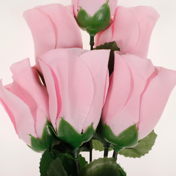 Artificial Silk Premium Rose Bud Bouquet - Pink detail