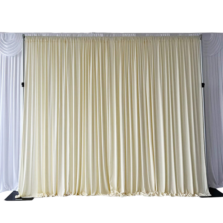 Lycra Backdrop Convertible Panels 1.6x3m - Ivory, three panels gathered to create 3x3m backdrop
