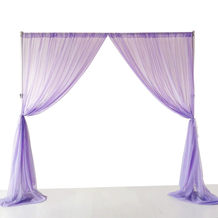 CLEARANCE Chiffon Backdrop Curtain 3mx3m with Centre Split and Ties - Lavender