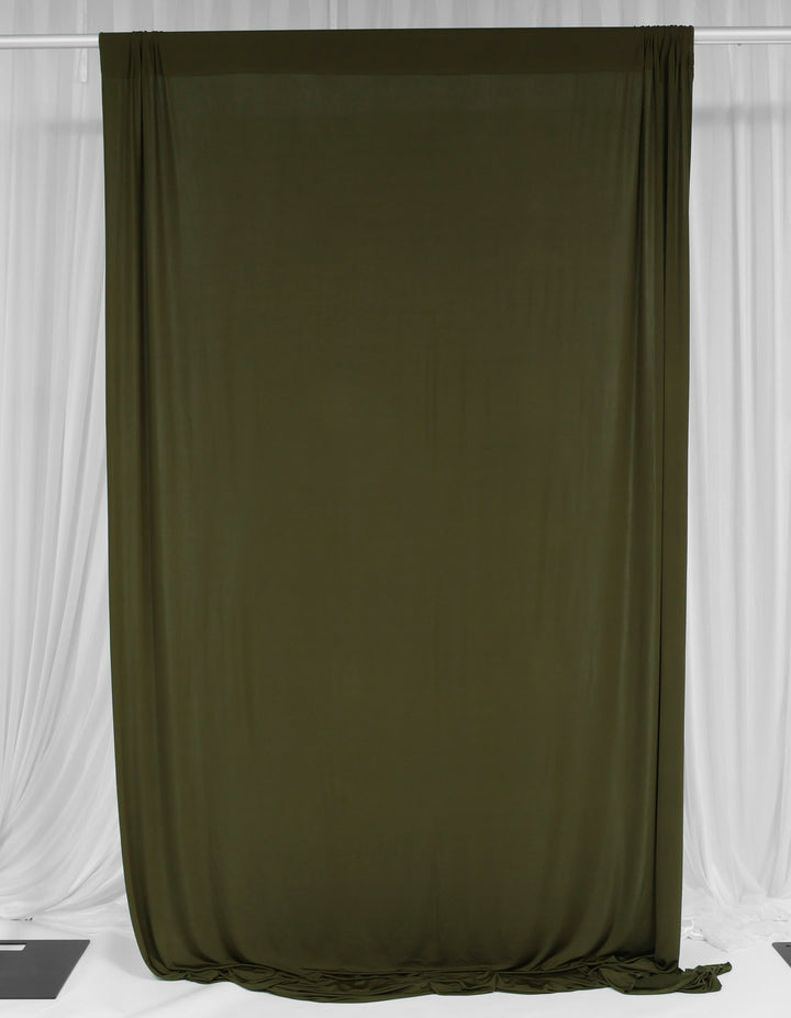 Lycra Backdrop Convertible Panels - Olive Green (1.6x3m) single curtain flat