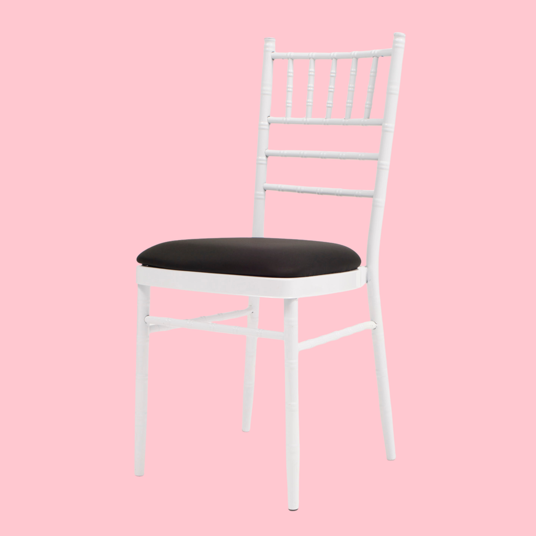 Lycra Cushion Cover - Black, on white chair