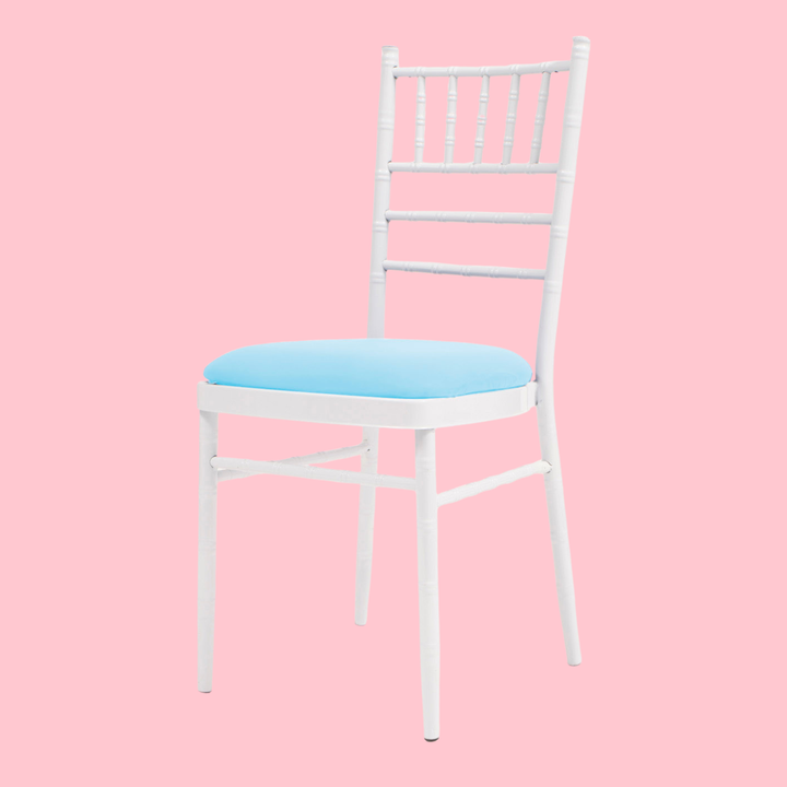 Lycra Cushion Cover - Light Blue on white chair