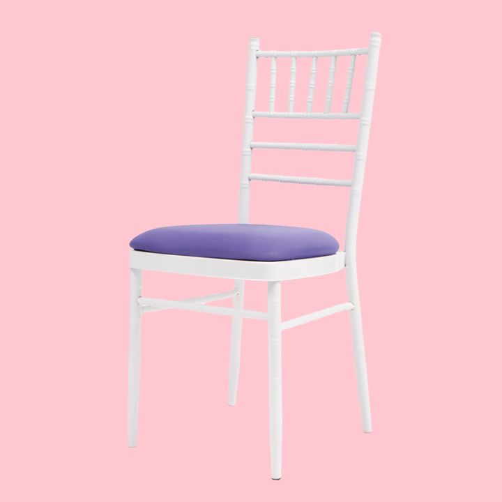 Lycra Cushion Cover - Purple on white chair