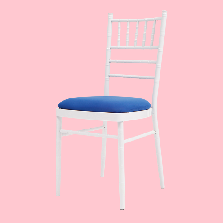 Lycra Cushion Cover - Royal Blue, on a white chair