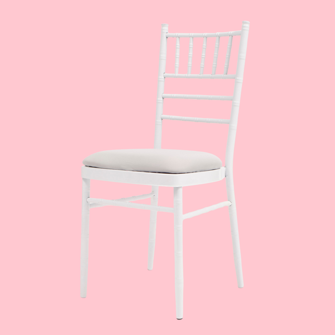 Lycra Cushion Cover - Silver, on white chair