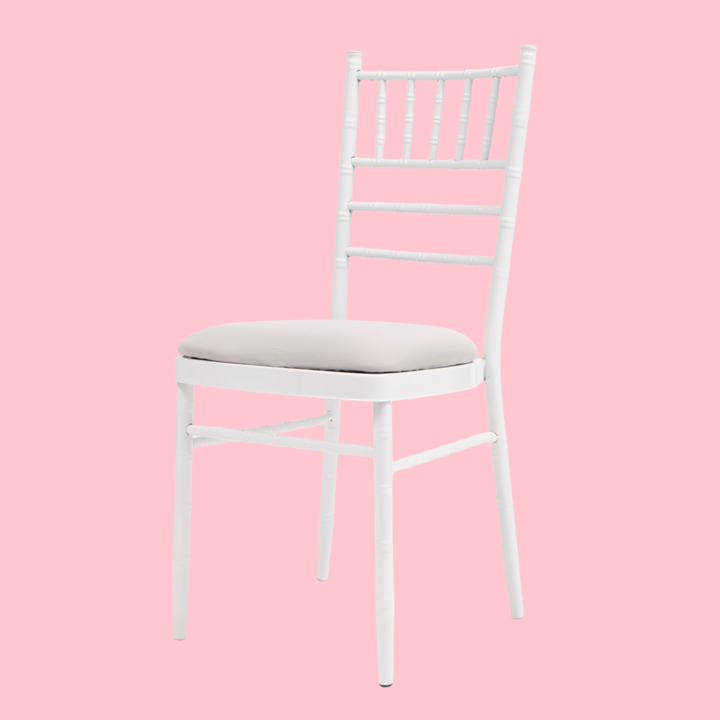 Lycra Cushion Cover - Silver, on white chair