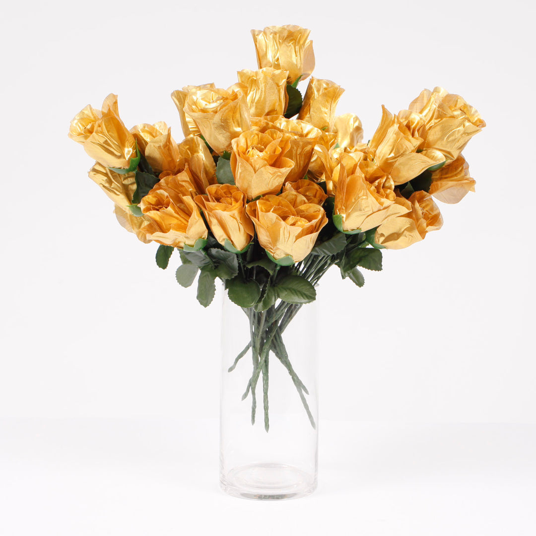 Artificial Silk Premium Rose Bud Bouquet - Gold in a bunch