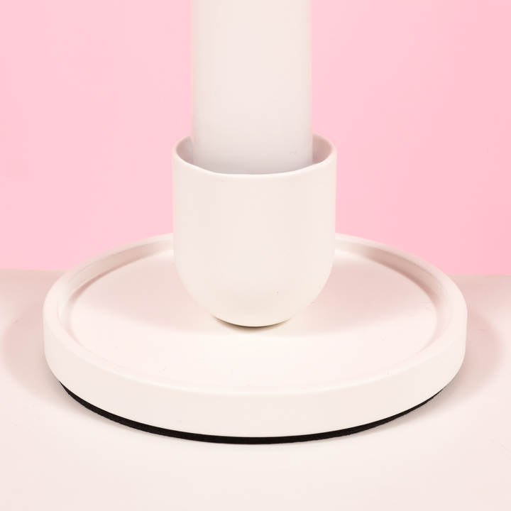 Metal Taper Candle Holder - Large - White with candle