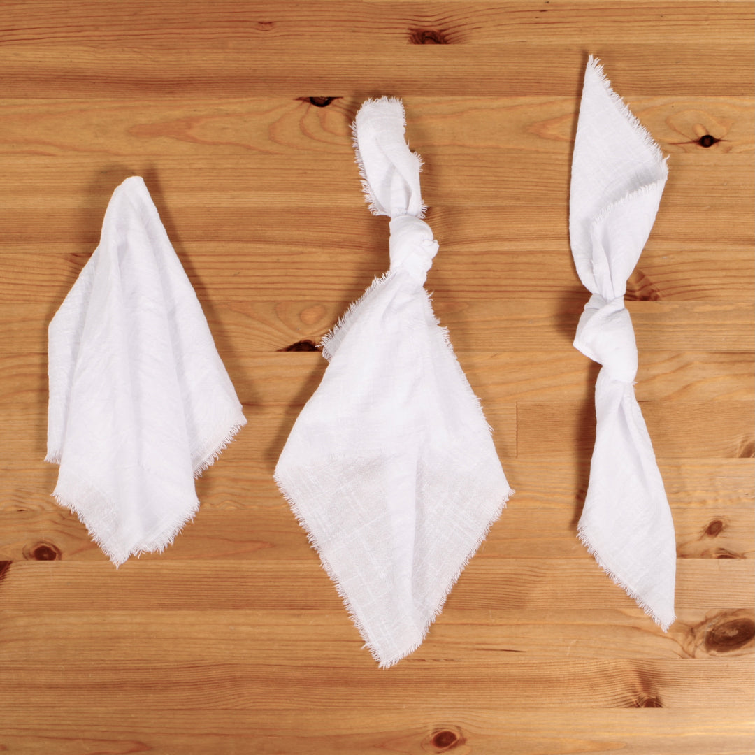 Rustic Cotton Napkins - White (50x50cm) three different folds