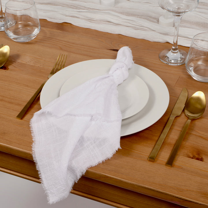 Rustic Cotton Napkins - White (50x50cm) table setting