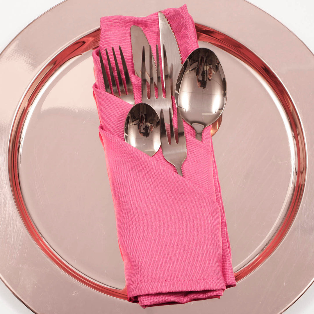 Cloth Napkins - Hot Pink (50x50cm) with rose gold cutlery set
