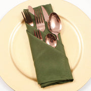Cloth Napkins - Olive Green (50x50cm) with rose gold cutlery set